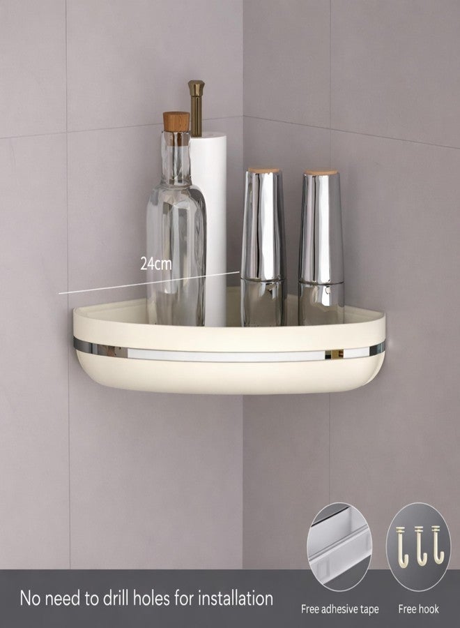 KREPS Bathroom Shelf Organizer,Self Adhesive No Drill Shower Shelf Easy Installation, Wall Mounted Shelf, with Towel Napkin Holder with Hook,Used for Bathroom and Kitchen (Cream, Corner) - Image 2